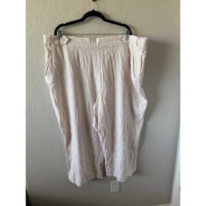 NWT Croft Barrow Pants Unisex 3X Striped Wide Leg High Waist Linen Resort